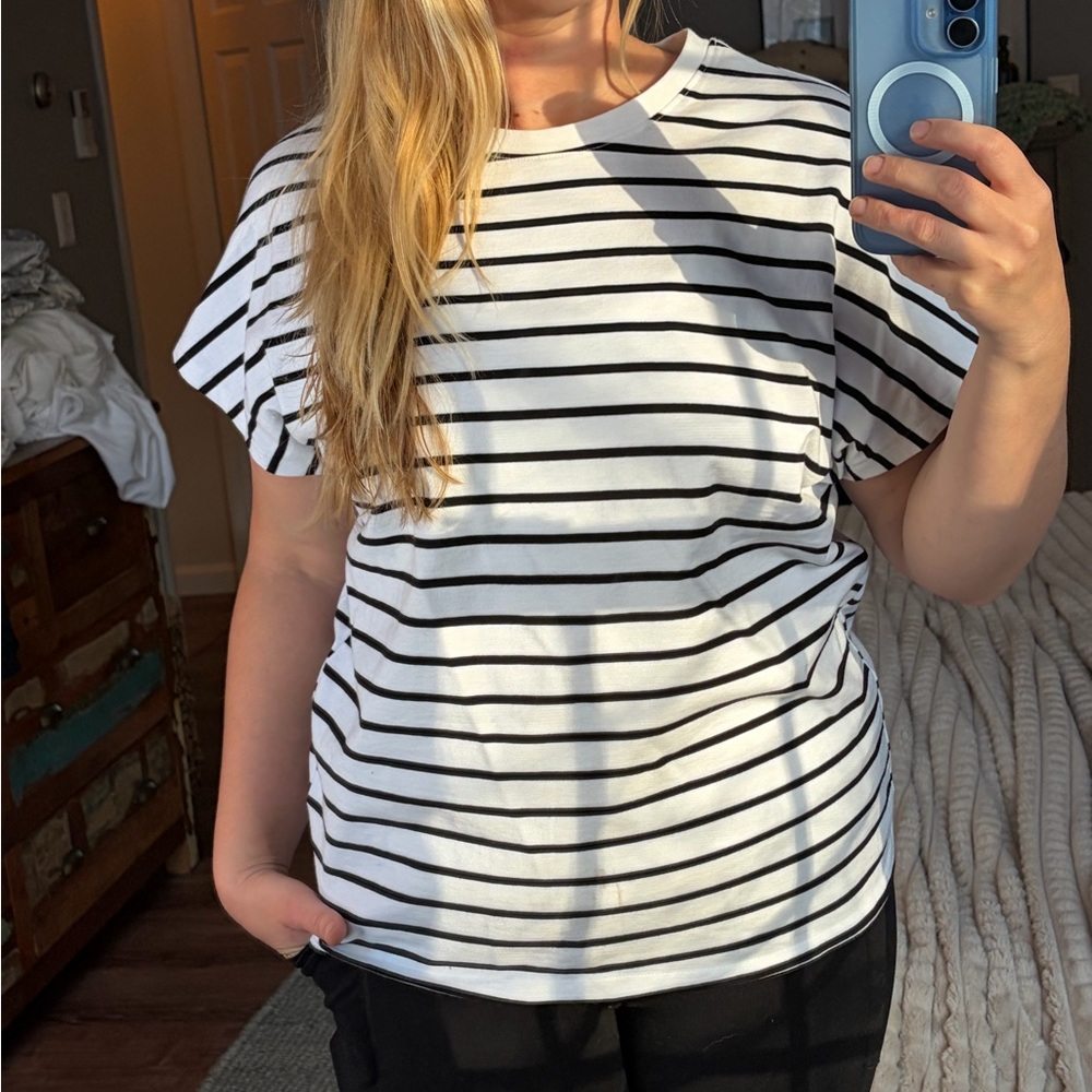 Zara Black and White Striped Tee
